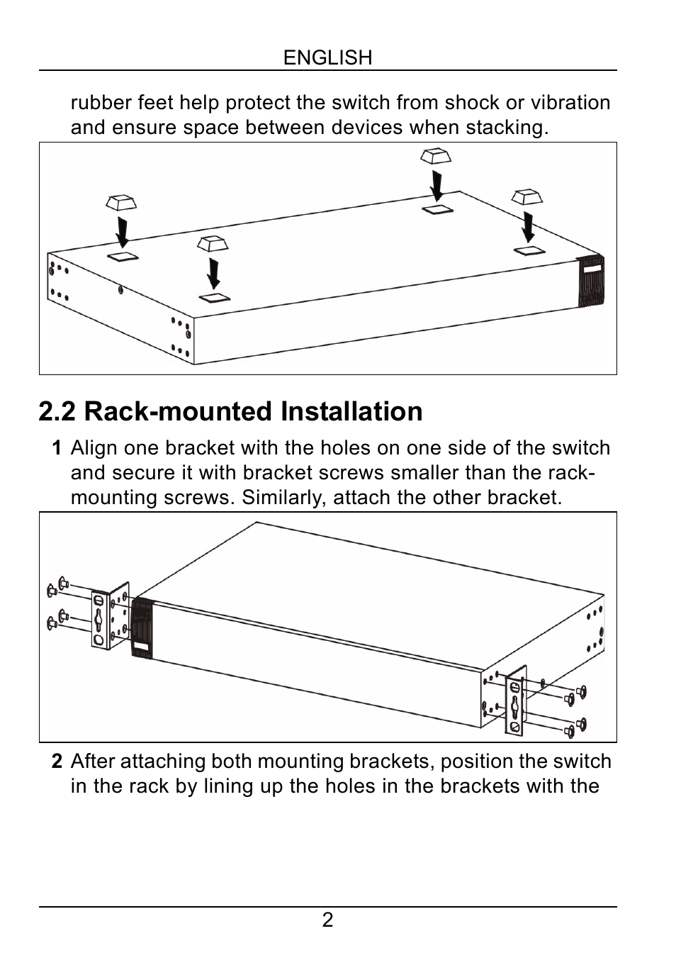 2 rack-mounted installation | ZyXEL Communications ZyXEL Dimension ES-1552 User Manual | Page 4 / 43