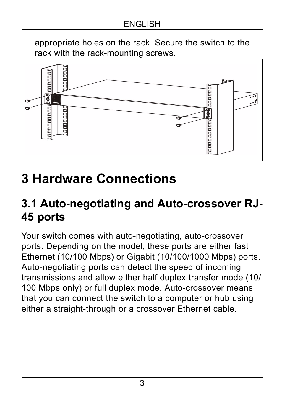 3 hardware connections, 1 auto-negotiating and auto-crossover rj- 45 ports | ZyXEL Communications ZyXEL Dimension ES-1552 User Manual | Page 5 / 43