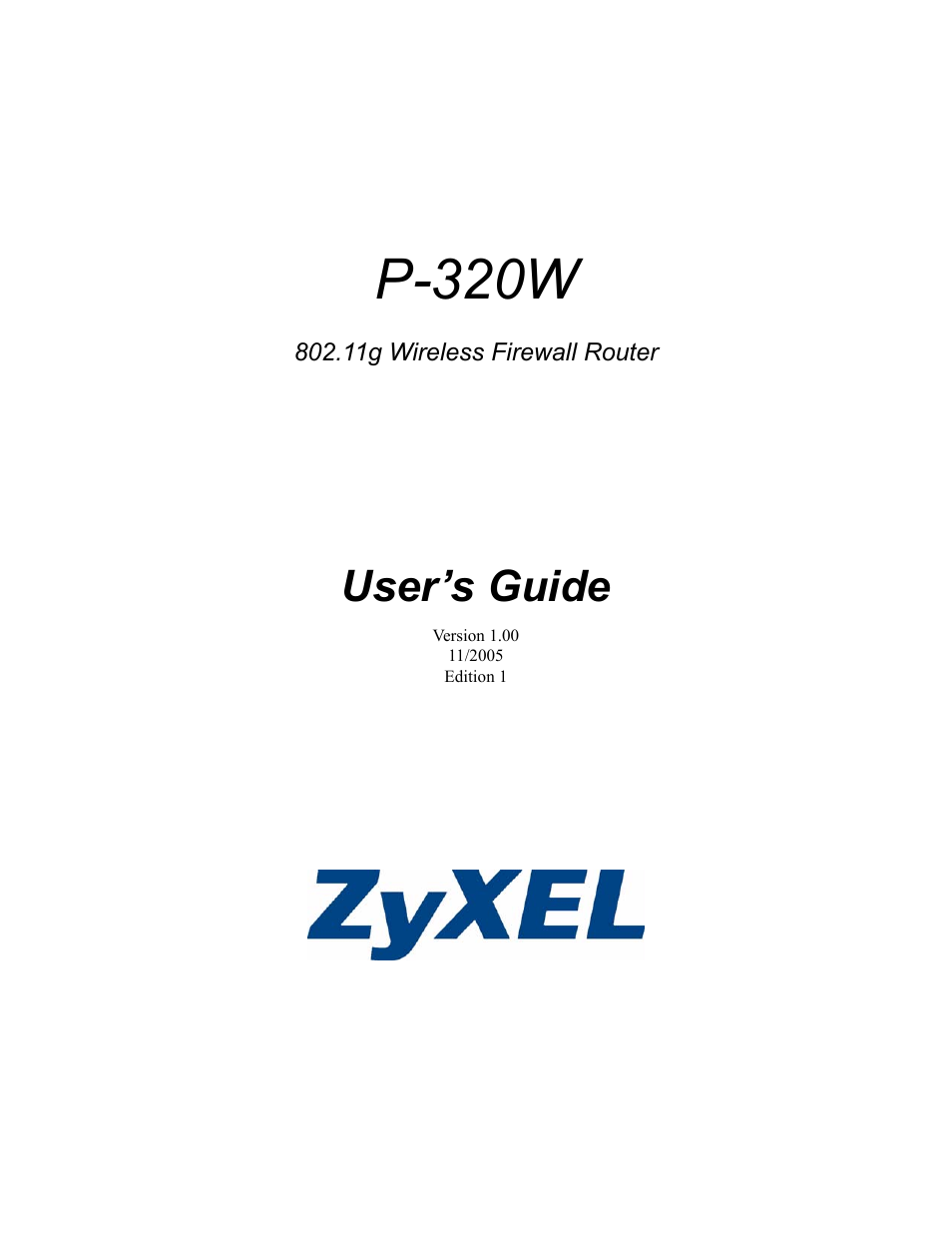 ZyXEL Communications 802.11g Wireless Firewall Router P-320W User Manual | 215 pages