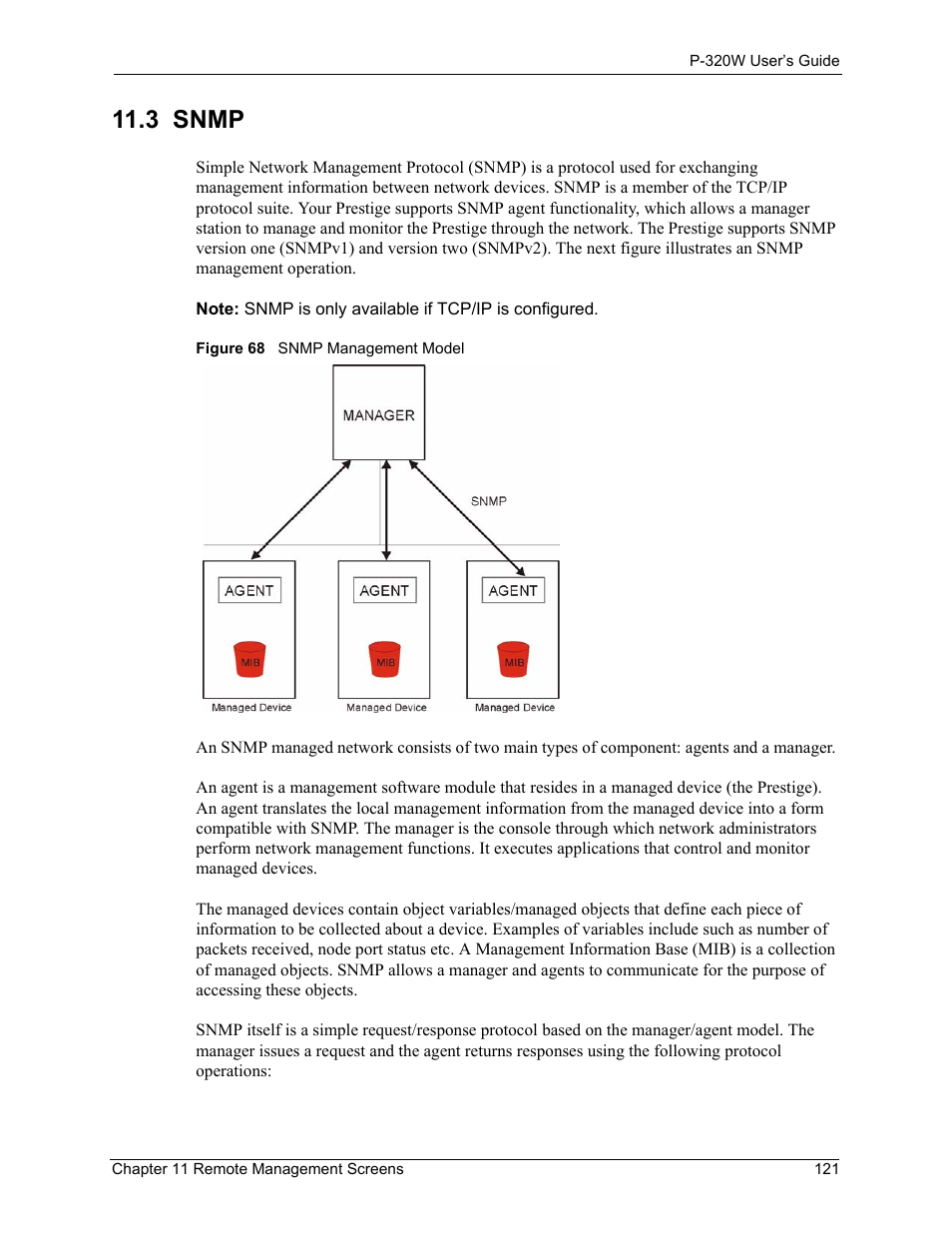 3 snmp, Figure 68 snmp management model | ZyXEL Communications 802.11g Wireless Firewall Router P-320W User Manual | Page 121 / 215