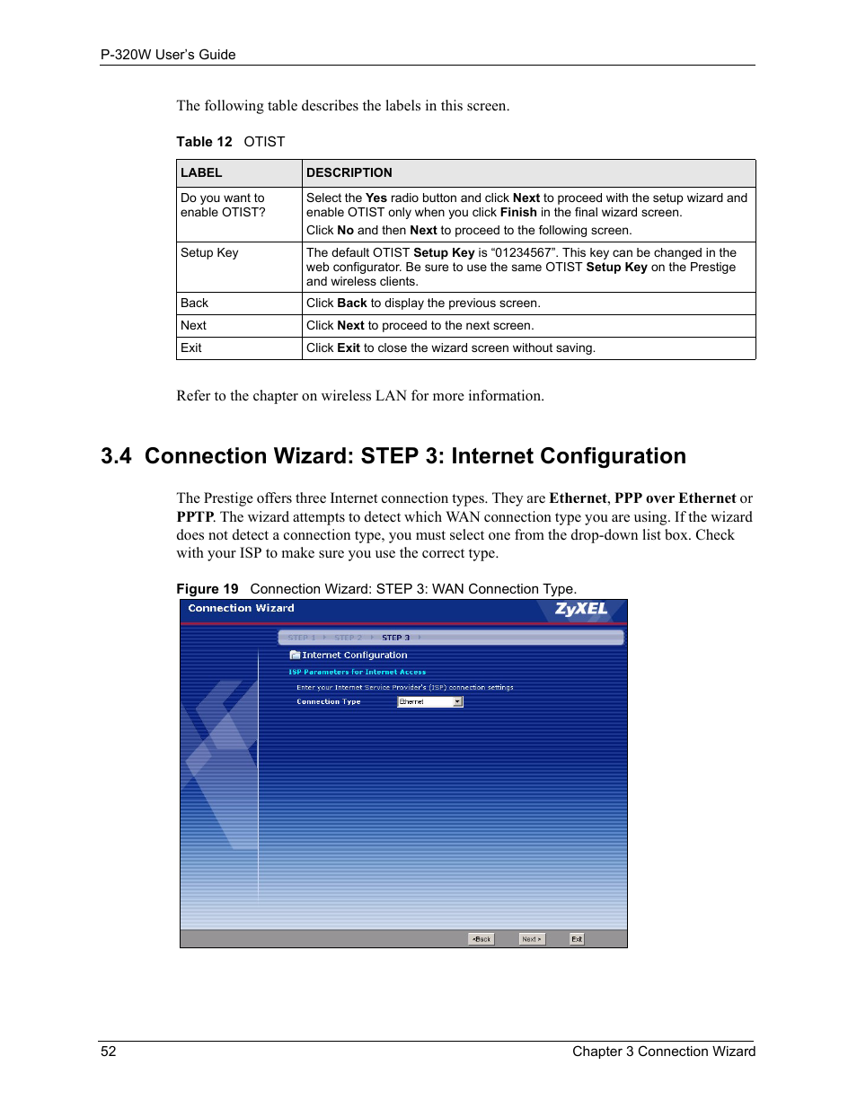 Table 12 otist | ZyXEL Communications 802.11g Wireless Firewall Router P-320W User Manual | Page 52 / 215