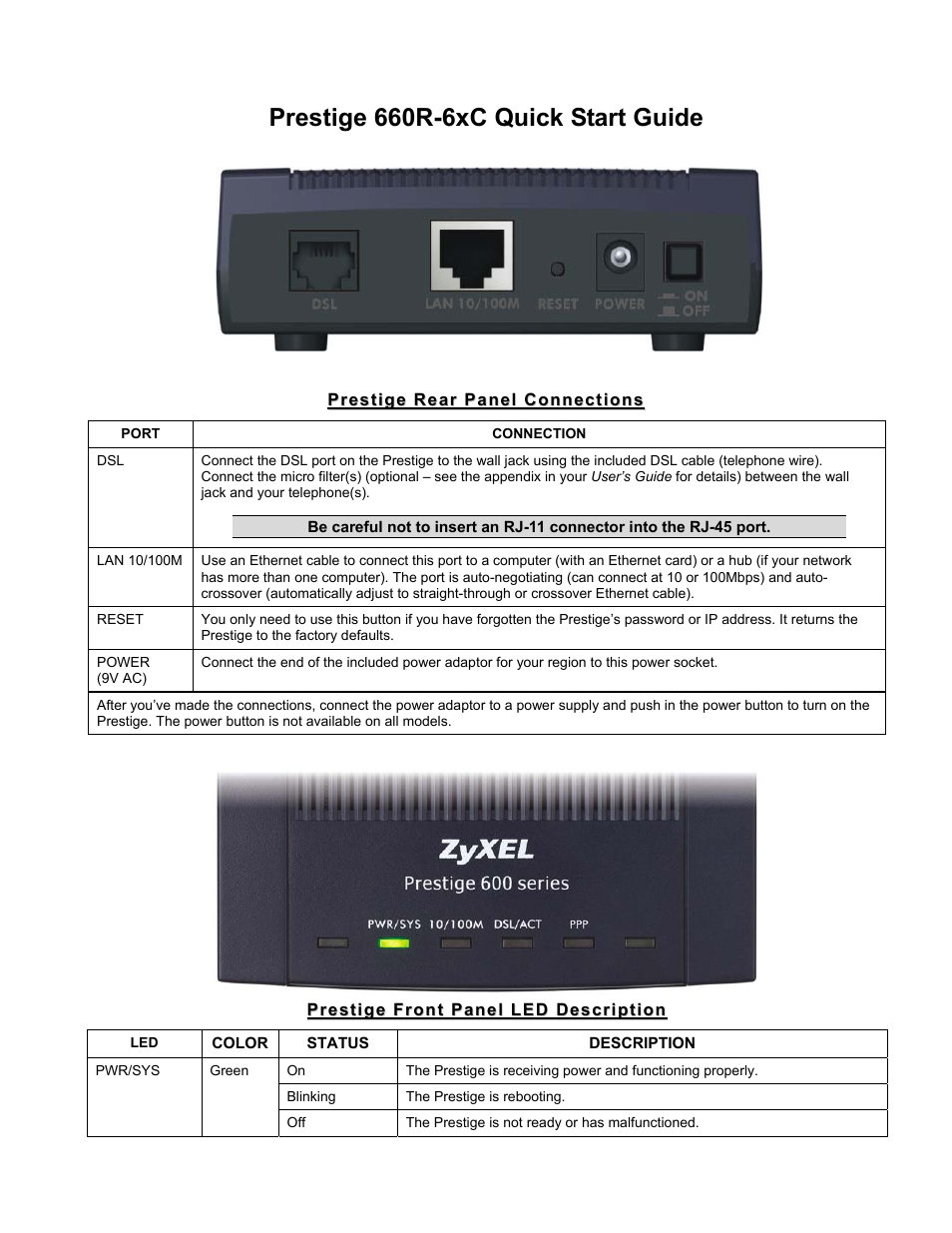 ZyXEL Communications PRESTIGE 660R-6XC User Manual | 6 pages