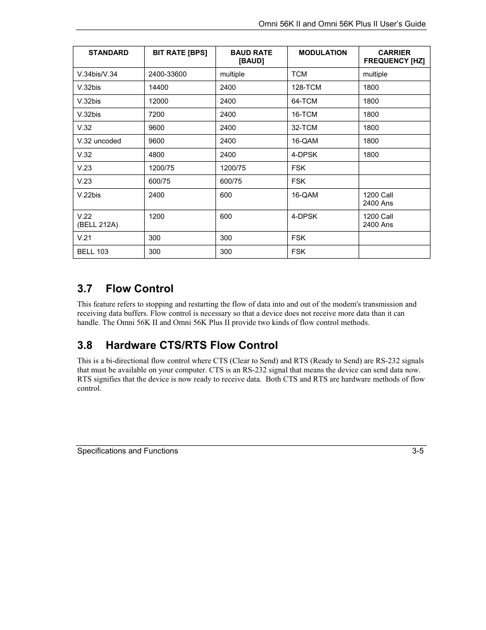 Flow control, Hardware cts/rts flow control, 7 flow control | 8 hardware cts/rts flow control | ZyXEL Communications Omni 56K II User Manual | Page 33 / 88