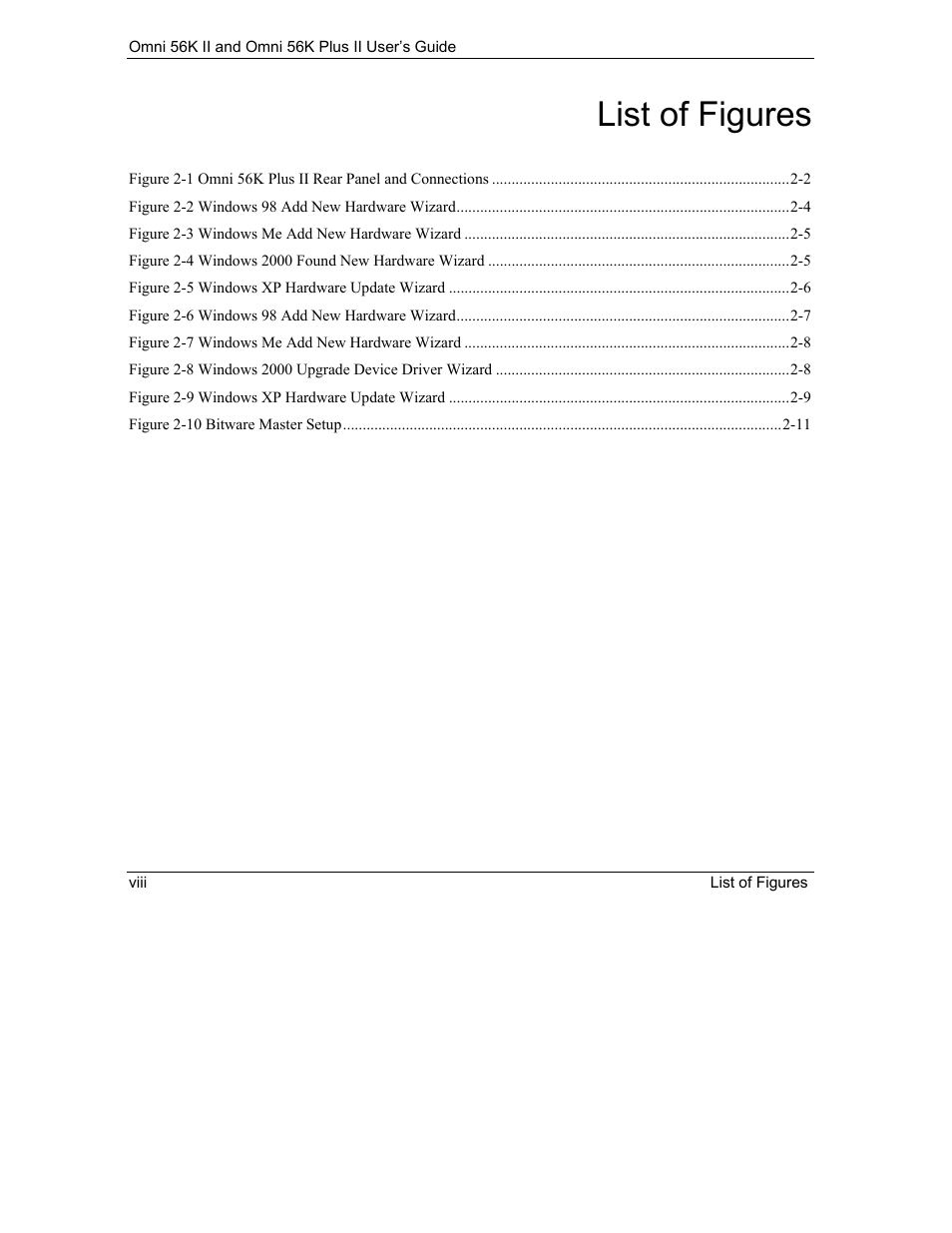 List of figures | ZyXEL Communications Omni 56K II User Manual | Page 8 / 88