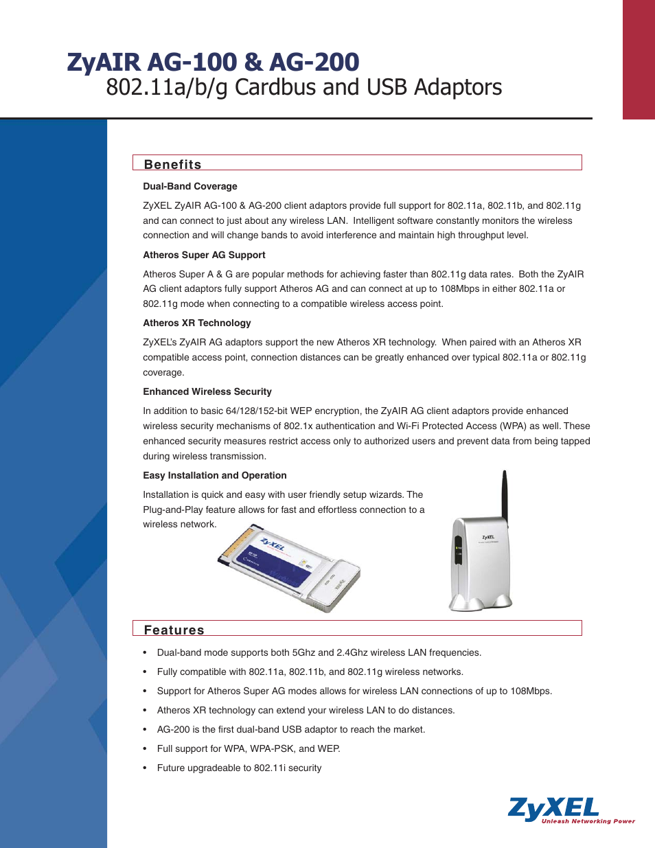 ZyXEL Communications ZYAIR AG-100 User Manual | 2 pages