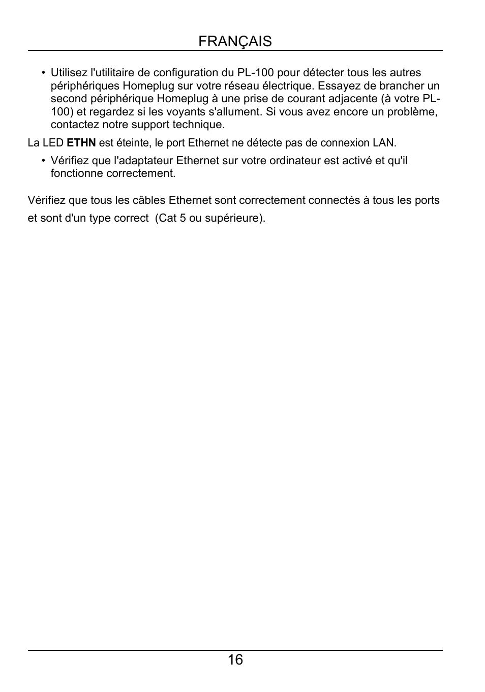 16 français | ZyXEL Communications POWERLINE PL-100 User Manual | Page 17 / 33