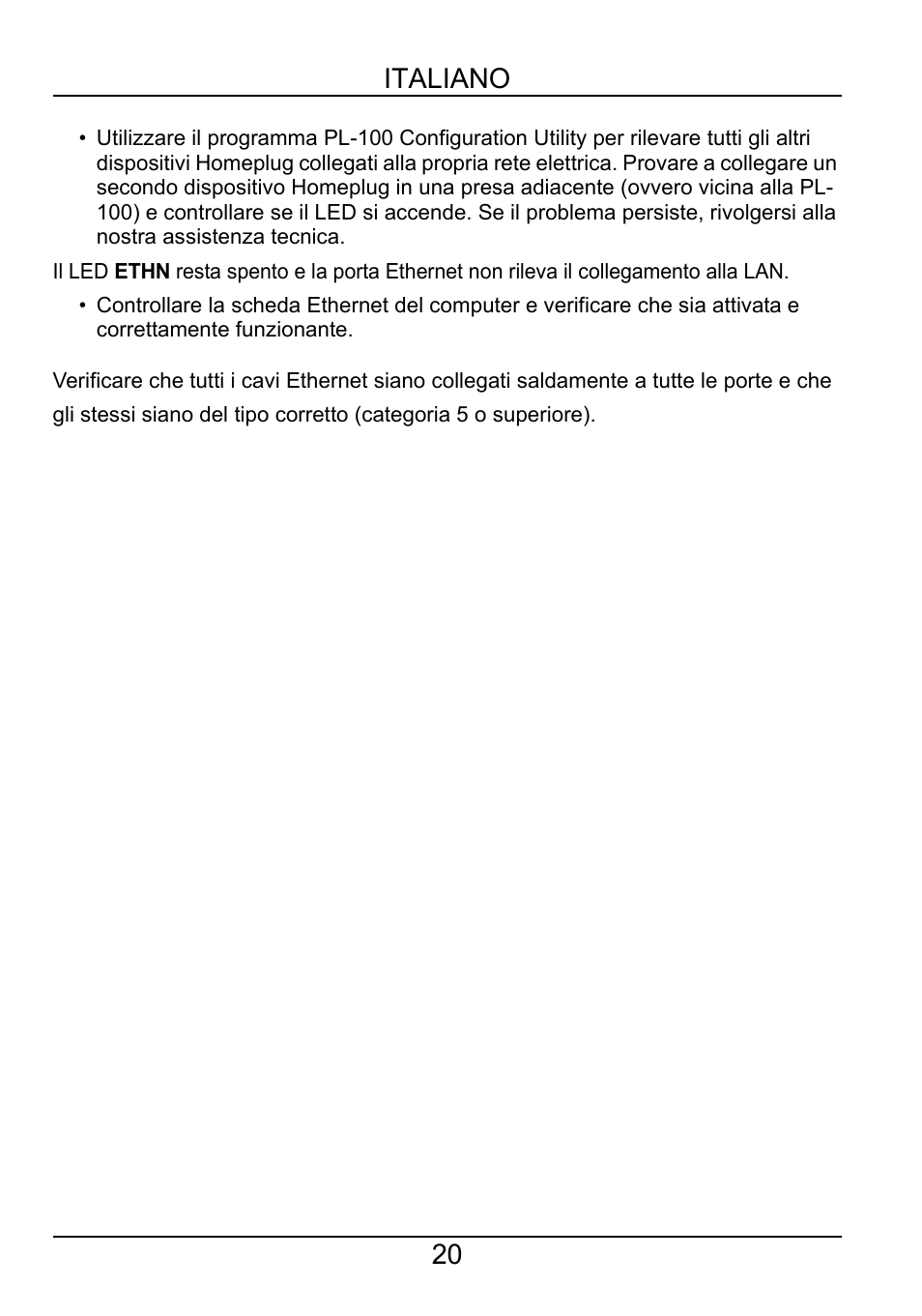 20 italiano | ZyXEL Communications POWERLINE PL-100 User Manual | Page 21 / 33