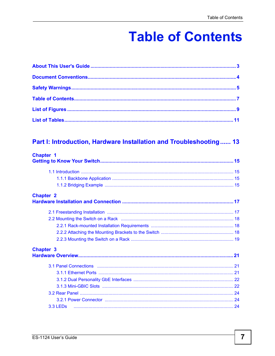 ZyXEL Communications ZyXEL Dimension ES-1124 User Manual | Page 7 / 48