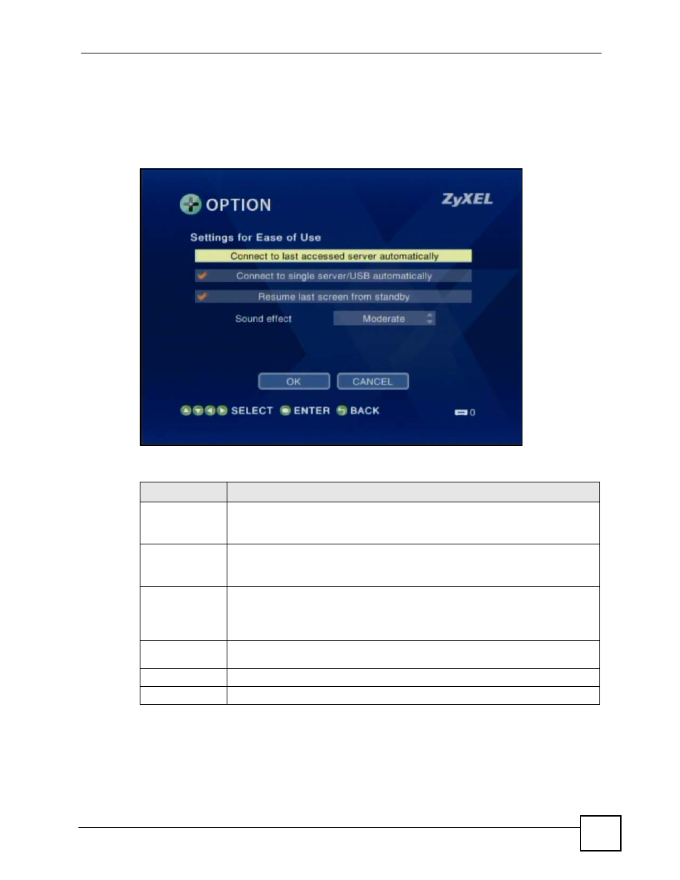 10 settings for ease of use, 11 reset settings, Figure 46 option > settings for ease of use | Table 18 option > settings for ease of use | ZyXEL Communications HomePlug AV DMA-1100P User Manual | Page 75 / 198