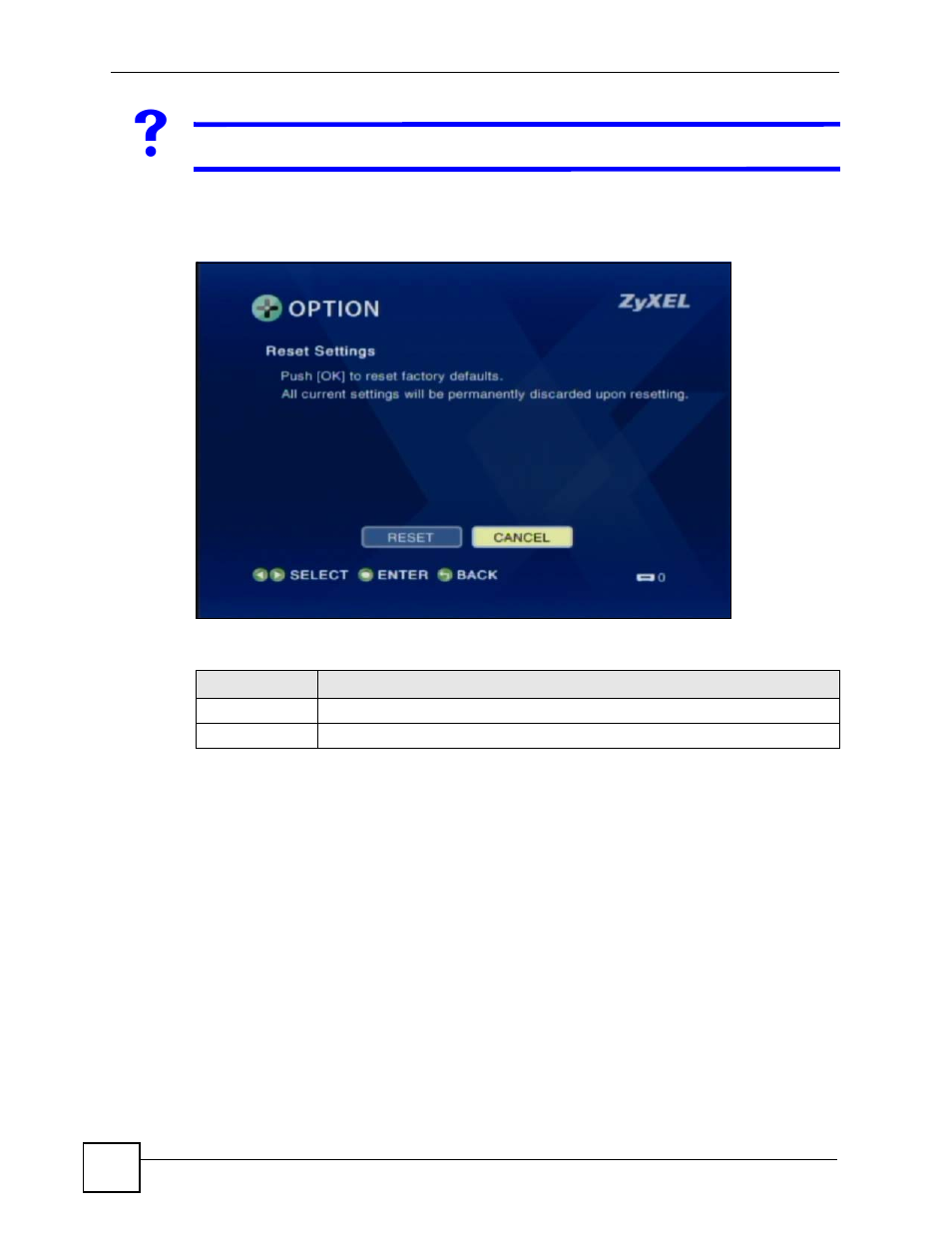 12 registration code, Figure 47 option > reset settings, Table 19 option > reset settings | ZyXEL Communications HomePlug AV DMA-1100P User Manual | Page 76 / 198