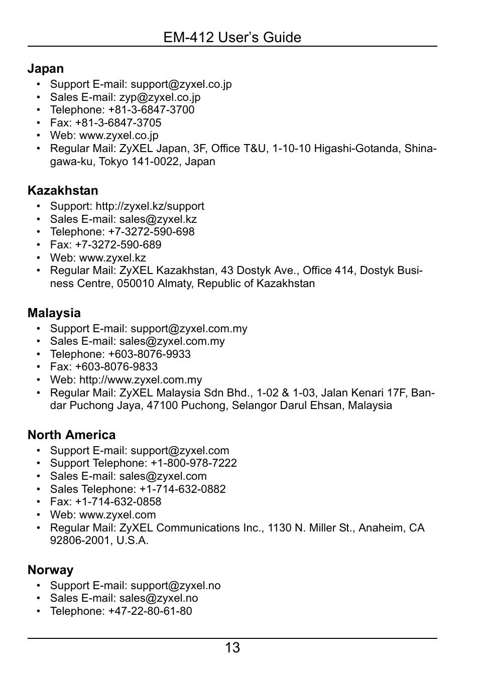 ZyXEL Communications 2-Slot 10GBase-CX4 10Gigabit Module EM-412 User Manual | Page 13 / 18