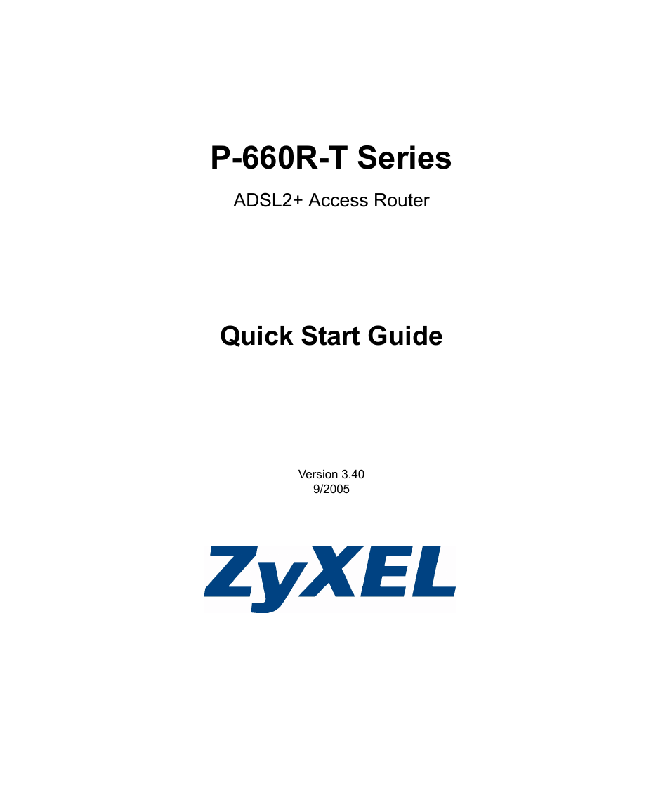 ZyXEL Communications Access Router P-660R-T User Manual | 9 pages