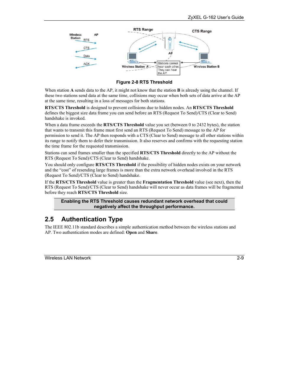 Authentication type, 5 authentication type | ZyXEL Communications G-162 User Manual | Page 25 / 85