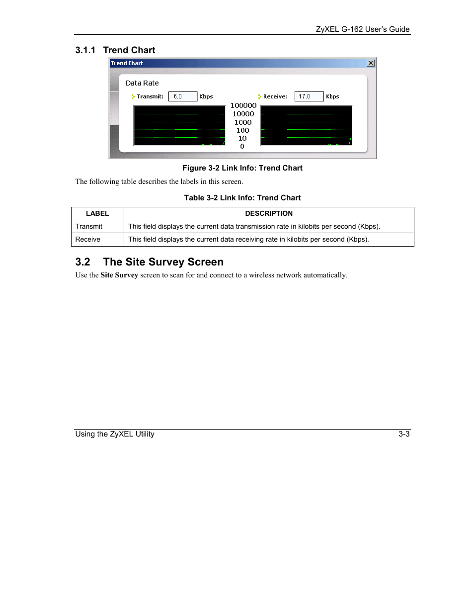 The site survey screen, 2 the site survey screen | ZyXEL Communications G-162 User Manual | Page 29 / 85