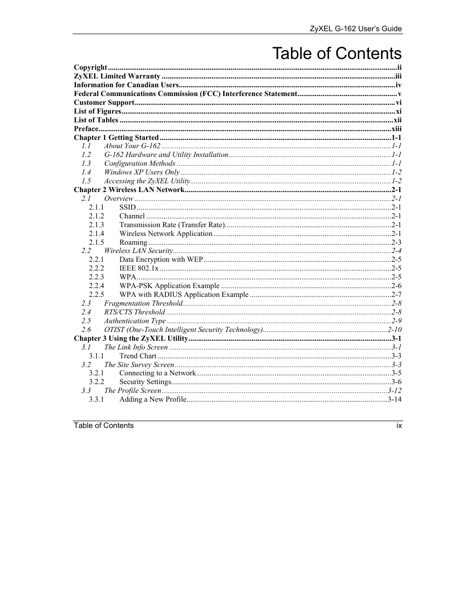 ZyXEL Communications G-162 User Manual | Page 9 / 85