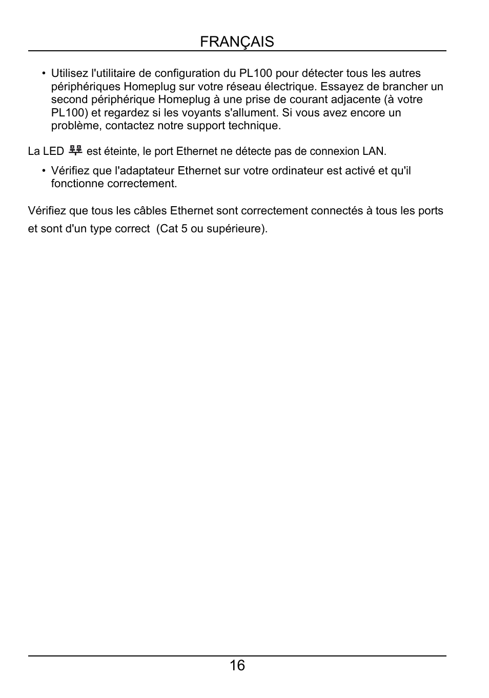 16 français | ZyXEL Communications PL-100 User Manual | Page 17 / 33
