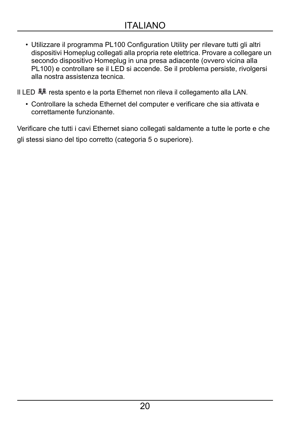 20 italiano | ZyXEL Communications PL-100 User Manual | Page 21 / 33