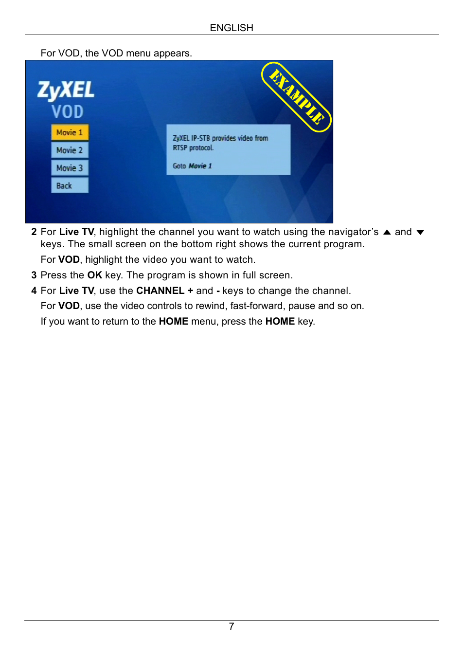 Example | ZyXEL Communications STB-1001H User Manual | Page 8 / 13