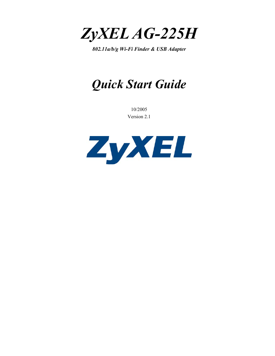 ZyXEL Communications ZyXEL ZyAIR AG-225H User Manual | 14 pages