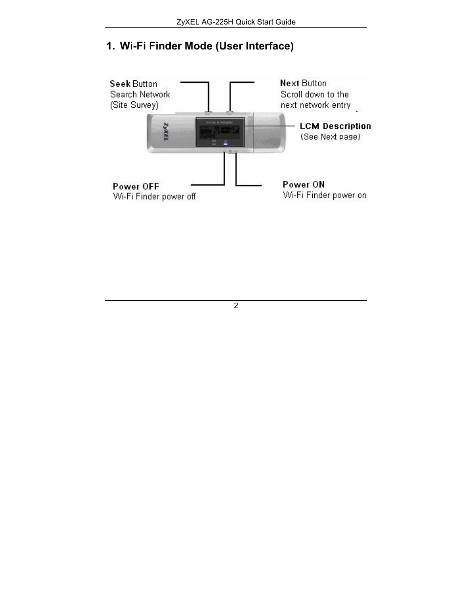 Wi-fi finder mode (user interface) | ZyXEL Communications ZyXEL ZyAIR AG-225H User Manual | Page 3 / 14