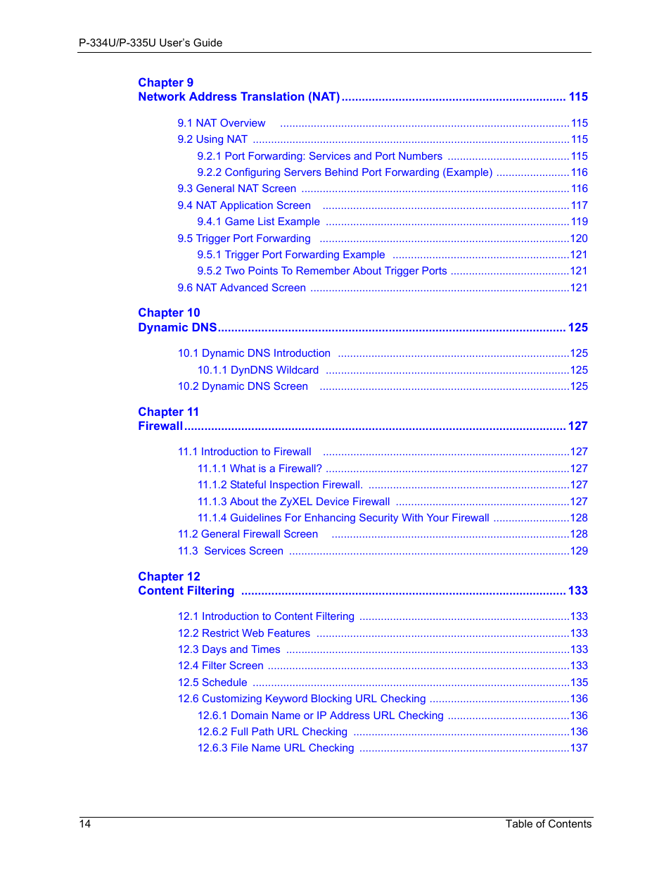 ZyXEL Communications P-334U User Manual | Page 14 / 335