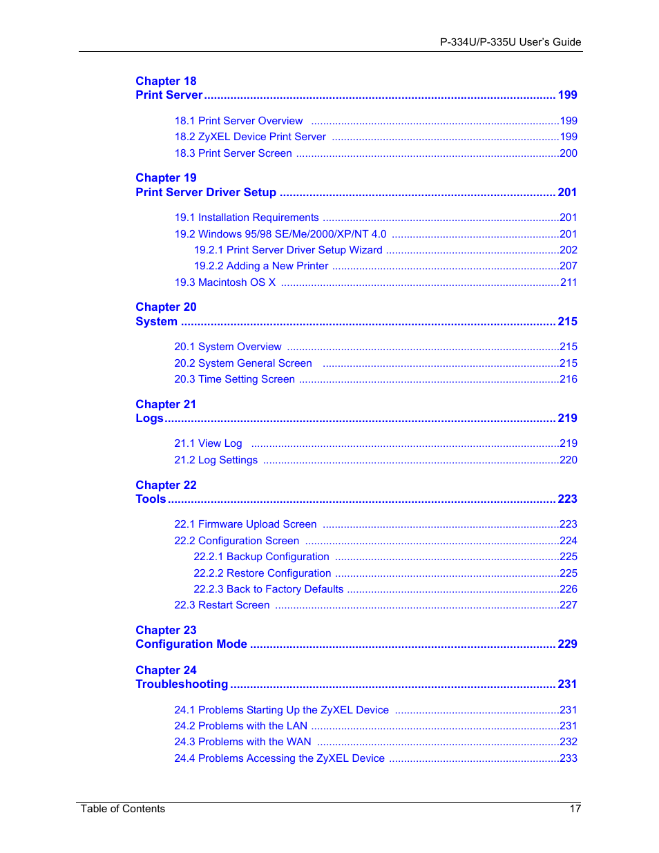 ZyXEL Communications P-334U User Manual | Page 17 / 335