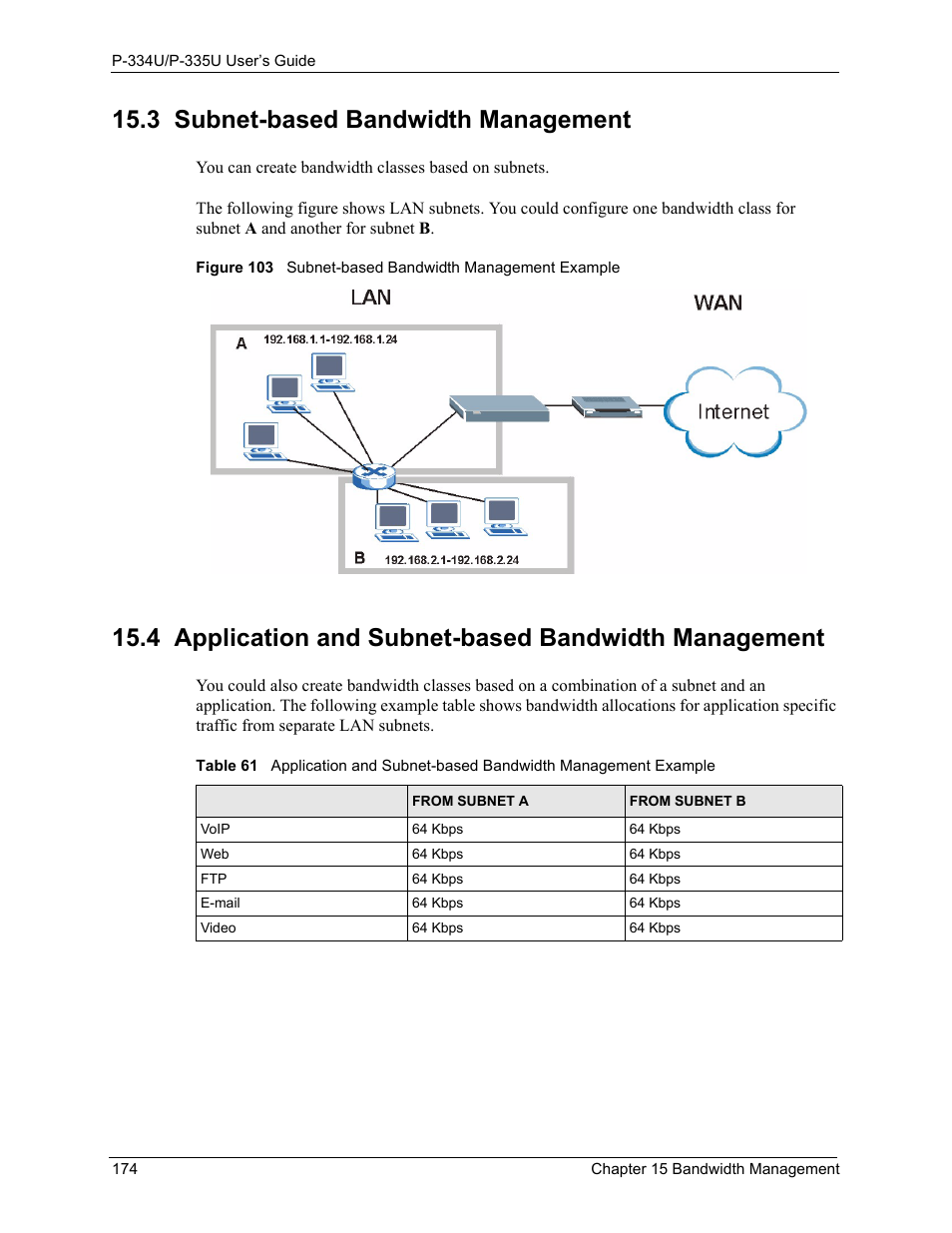 3 subnet-based bandwidth management | ZyXEL Communications P-334U User Manual | Page 174 / 335