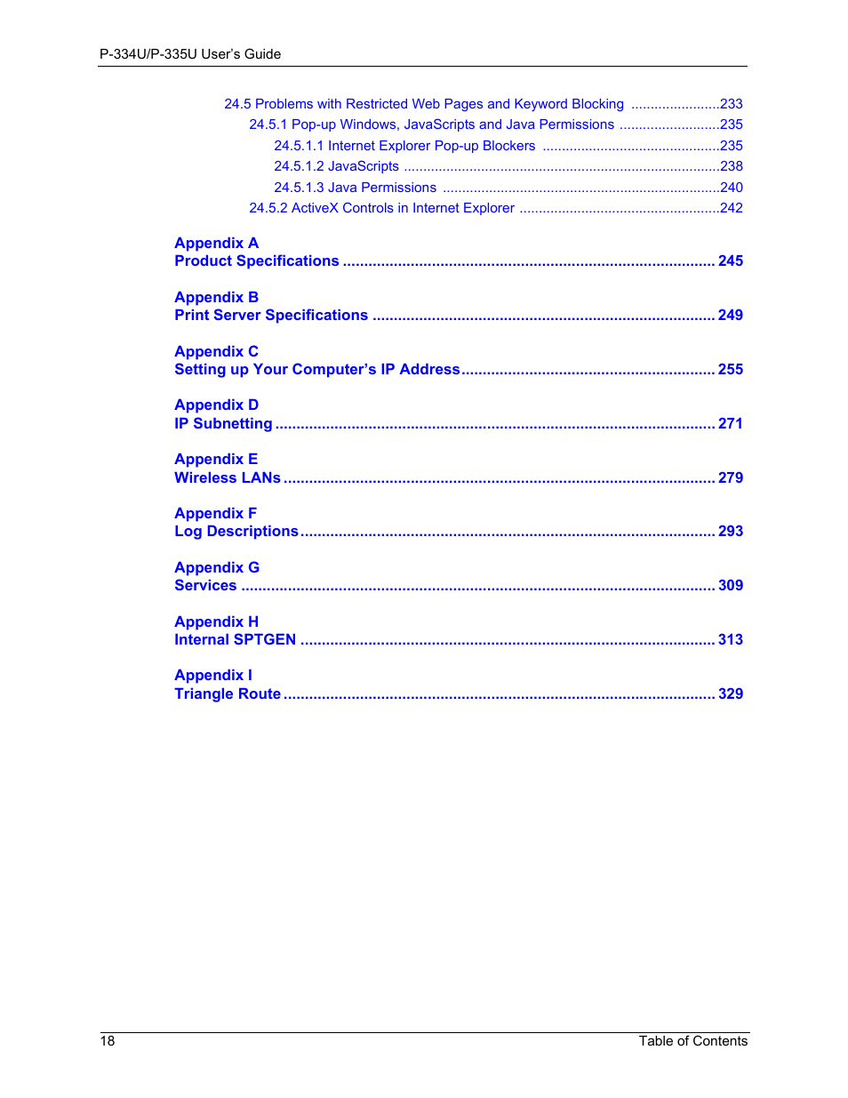 ZyXEL Communications P-334U User Manual | Page 18 / 335