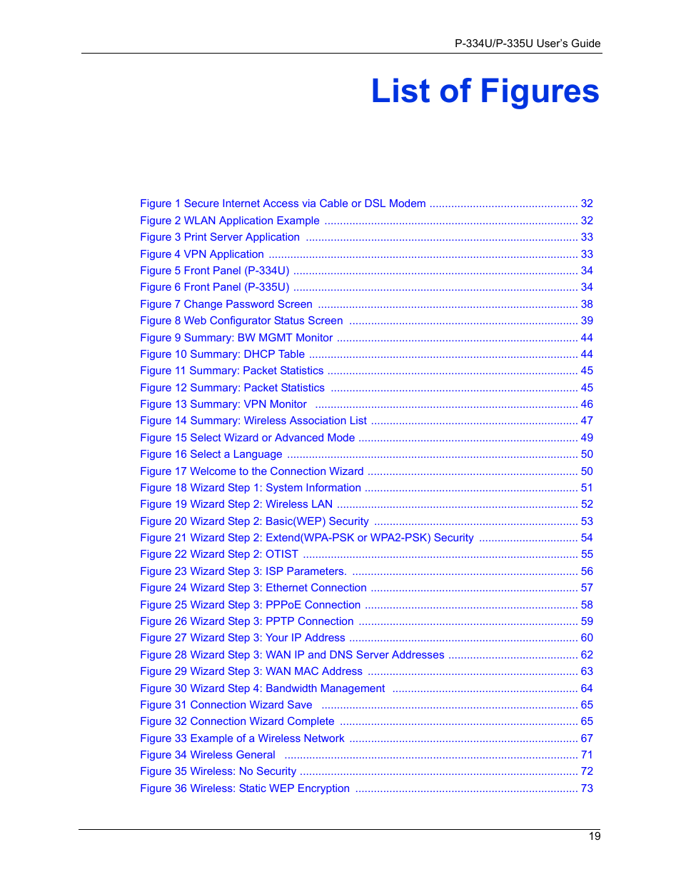 List of figures | ZyXEL Communications P-334U User Manual | Page 19 / 335