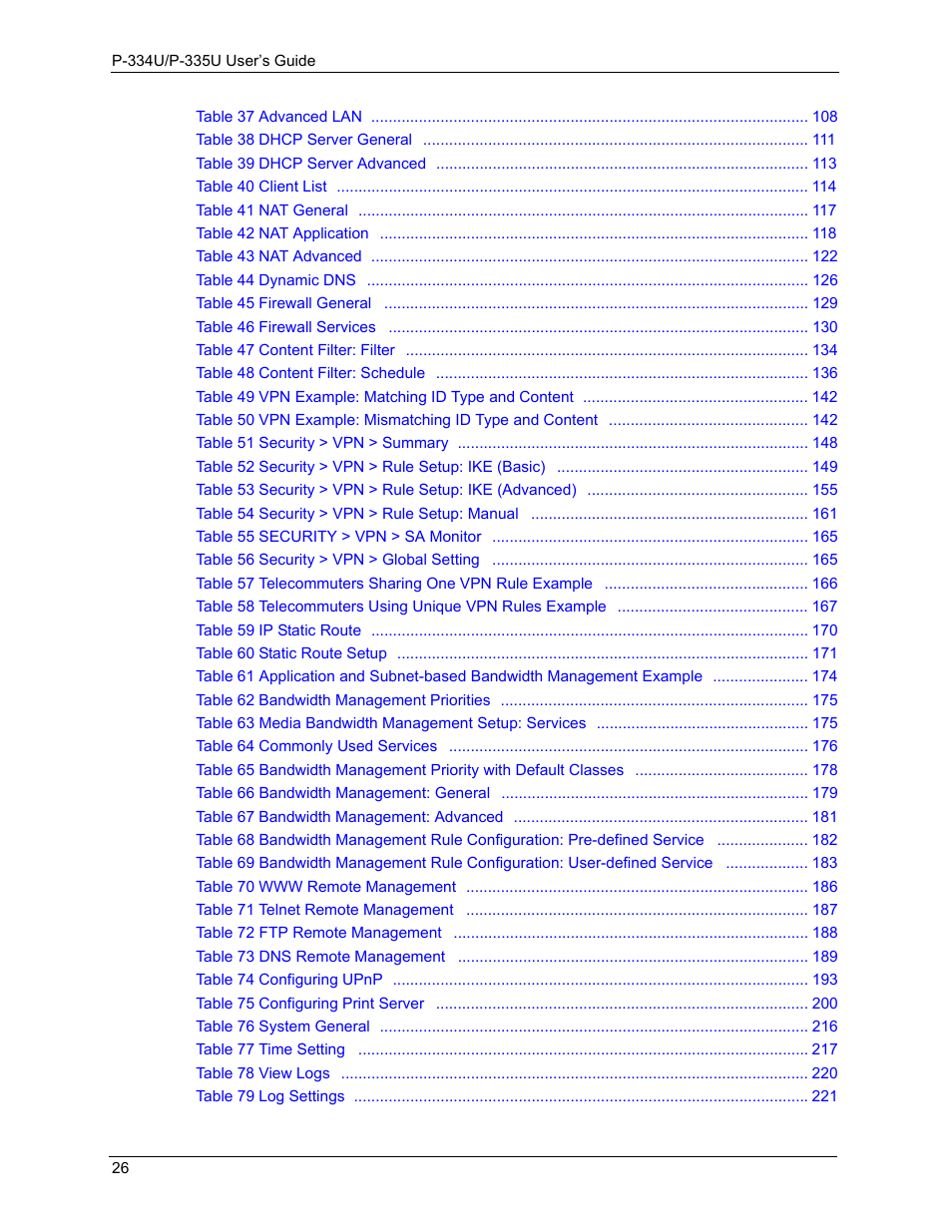 ZyXEL Communications P-334U User Manual | Page 26 / 335