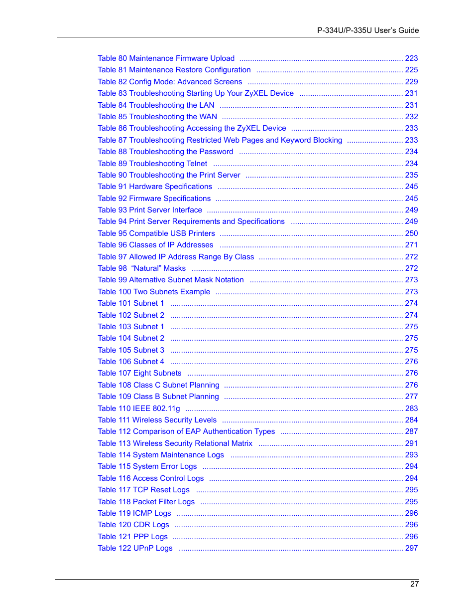 ZyXEL Communications P-334U User Manual | Page 27 / 335