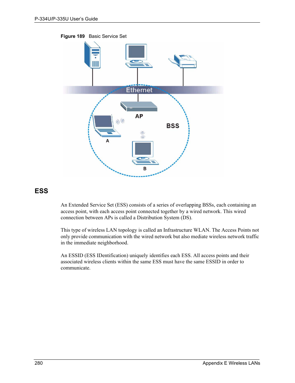 Figure 189 basic service set | ZyXEL Communications P-334U User Manual | Page 280 / 335