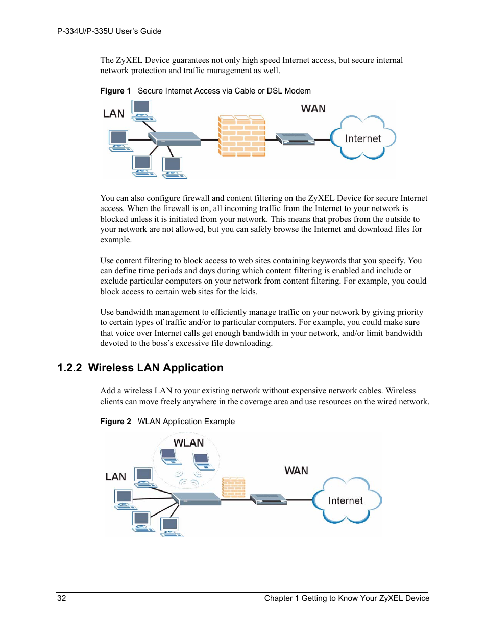 2 wireless lan application | ZyXEL Communications P-334U User Manual | Page 32 / 335