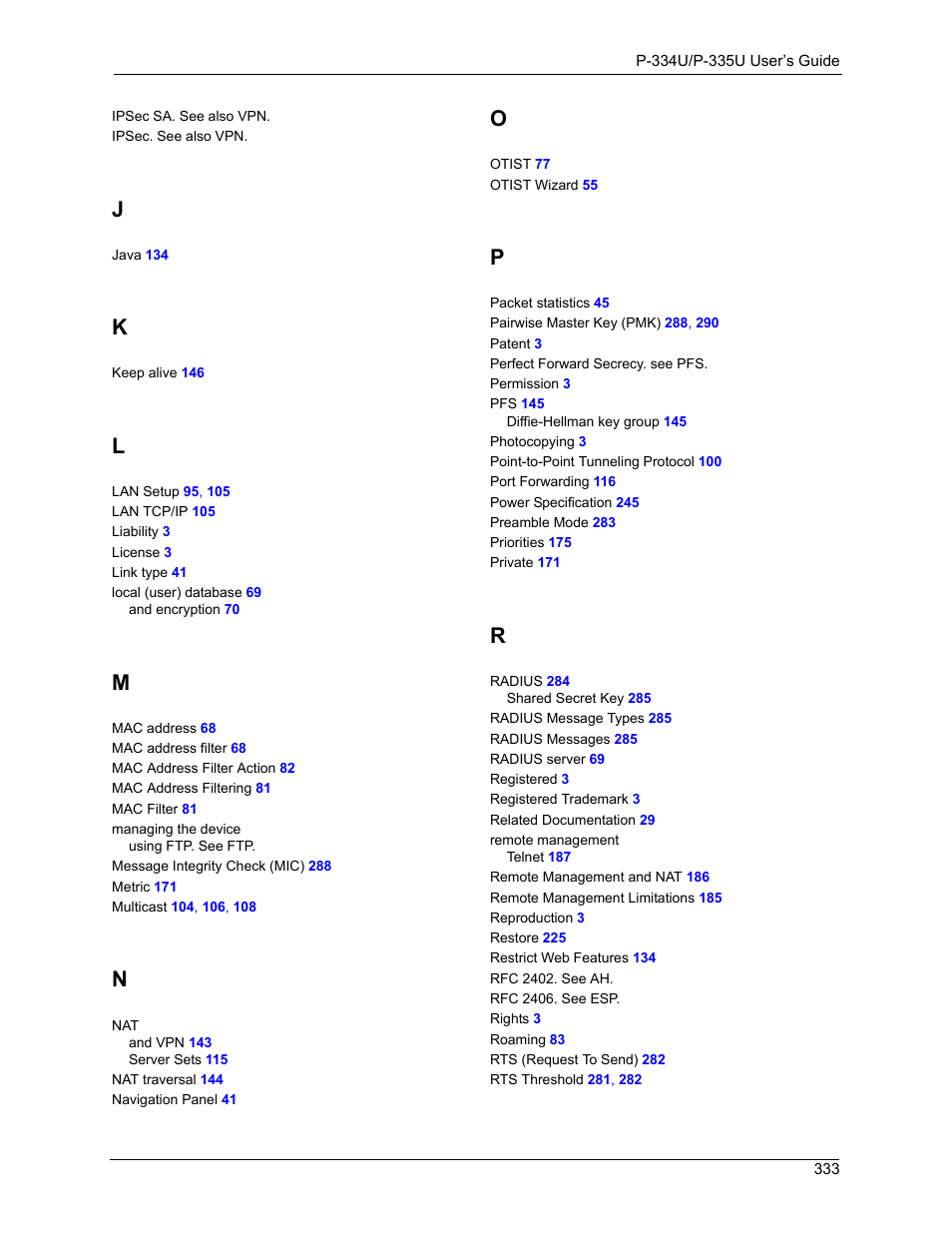 ZyXEL Communications P-334U User Manual | Page 333 / 335