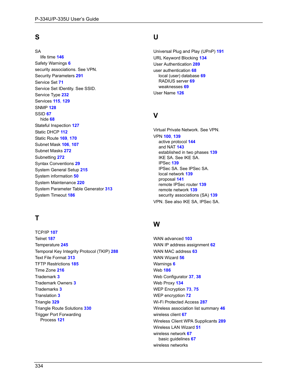 ZyXEL Communications P-334U User Manual | Page 334 / 335