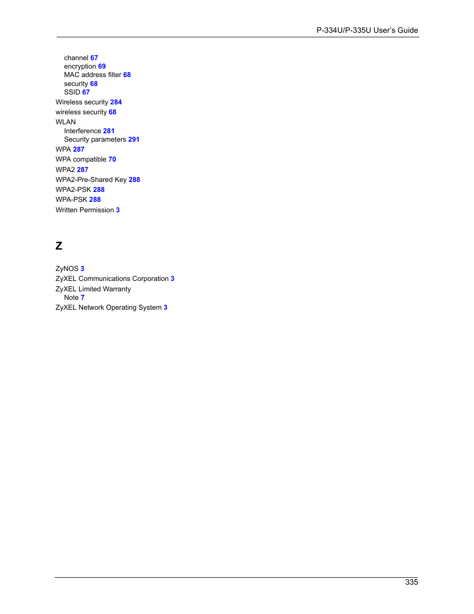 ZyXEL Communications P-334U User Manual | Page 335 / 335