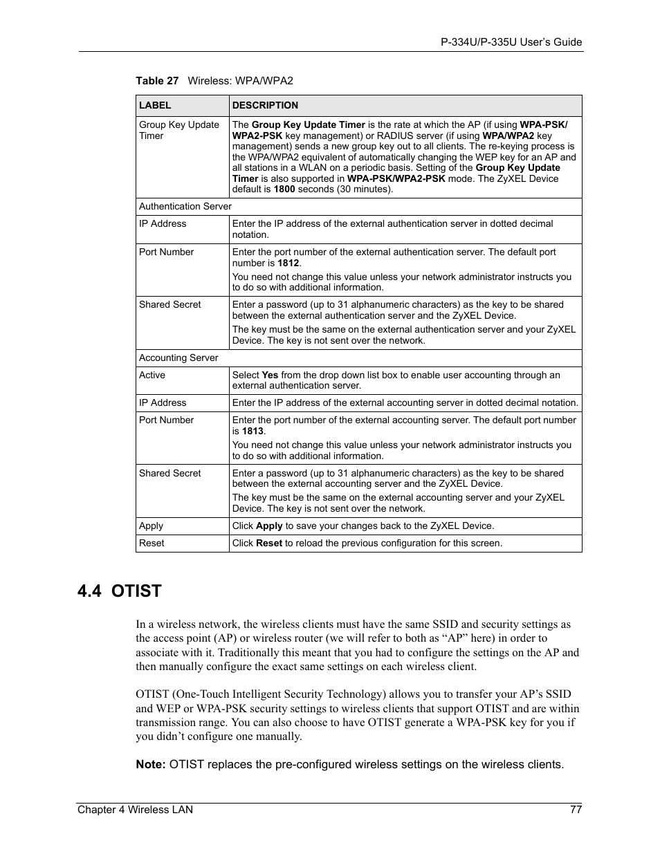 4 otist | ZyXEL Communications P-334U User Manual | Page 77 / 335