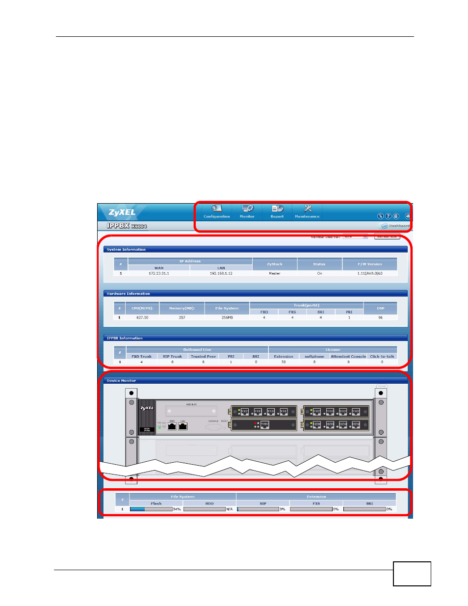 3 the system screen, Figure 37 web configurator system screen | ZyXEL Communications IP PBX X6004 User Manual | Page 117 / 592