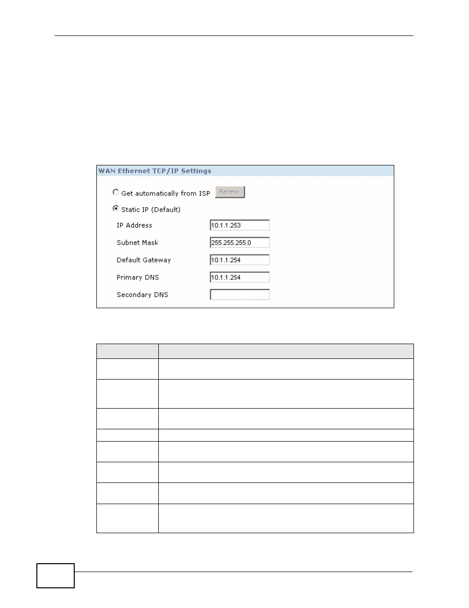 3 the wan screen, Figure 44 network > wan, Table 15 network > wan | ZyXEL Communications IP PBX X6004 User Manual | Page 132 / 592