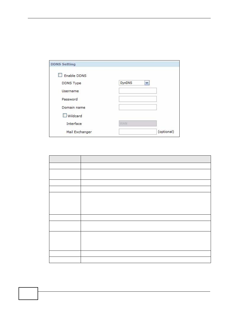 2 configuring the ddns screen, Figure 45 network > ddns, Table 16 network > ddns | ZyXEL Communications IP PBX X6004 User Manual | Page 134 / 592