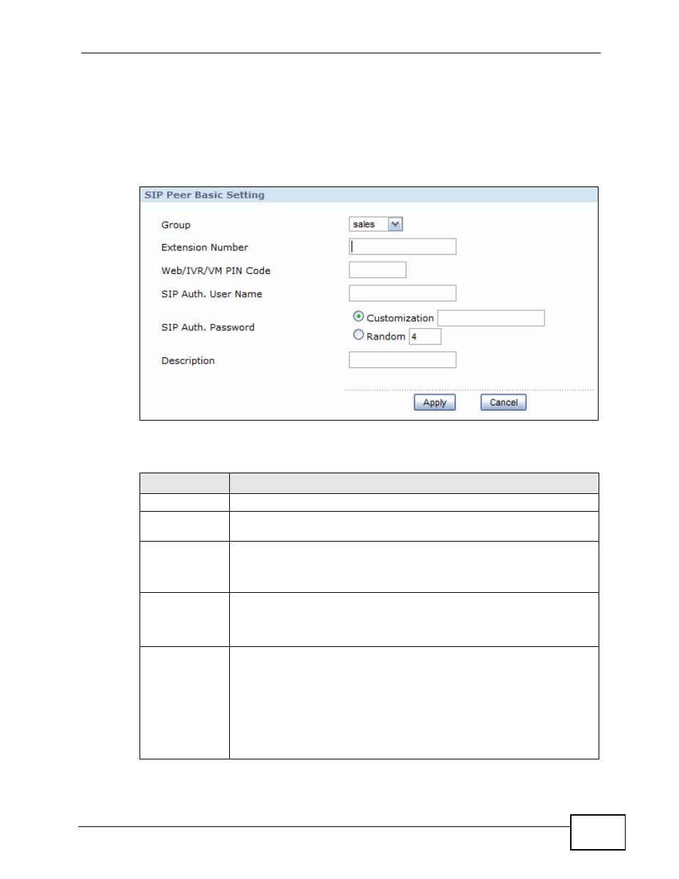 2 add a sip extension: the basic screen, Figure 99 add a sip extension: basic, Table 55 add a sip extension: basic | ZyXEL Communications IP PBX X6004 User Manual | Page 223 / 592