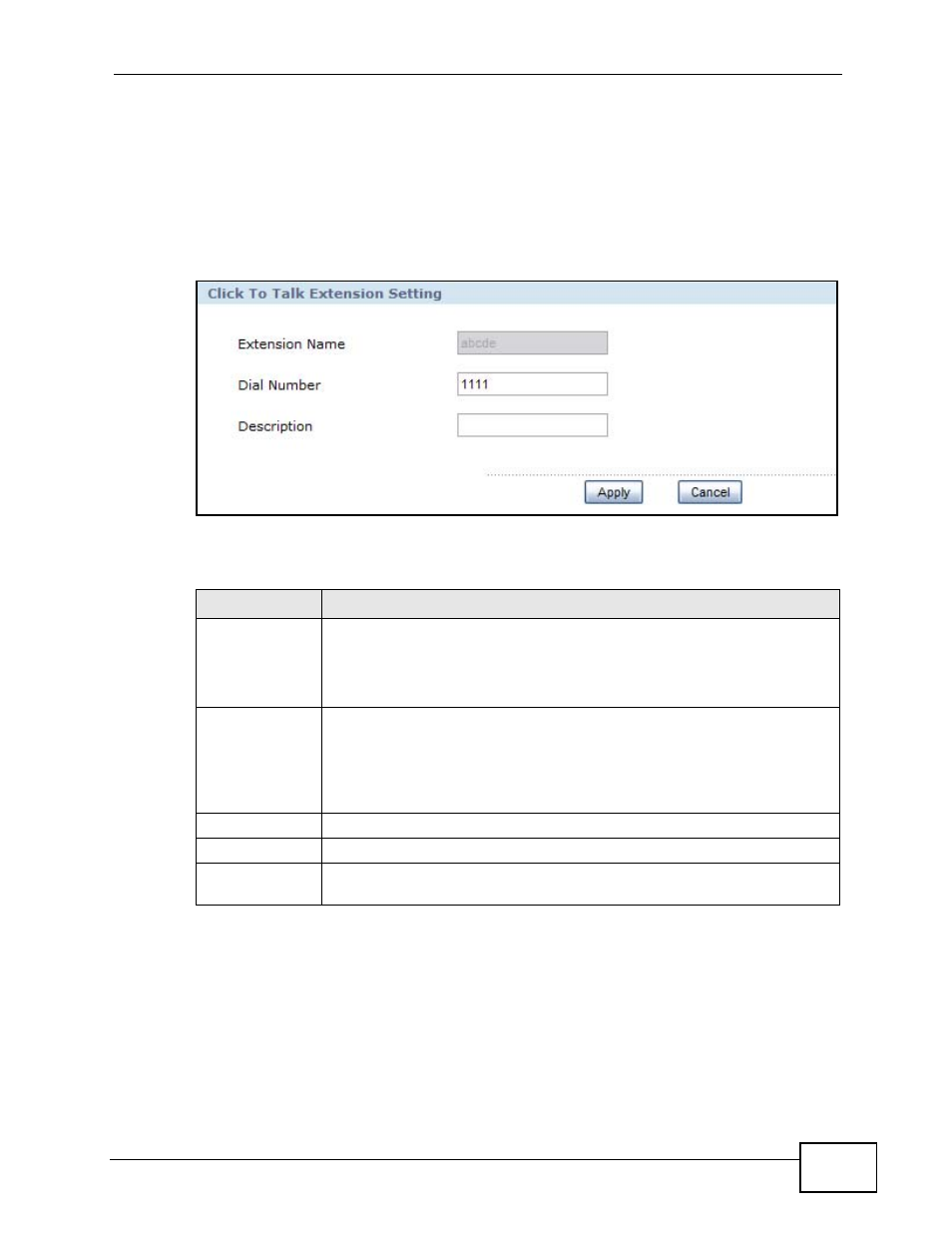 4 click-to-talk extension settings, Figure 132 edit a click-to-talk extension, Table 83 edit a click-to-talk extension | ZyXEL Communications IP PBX X6004 User Manual | Page 267 / 592