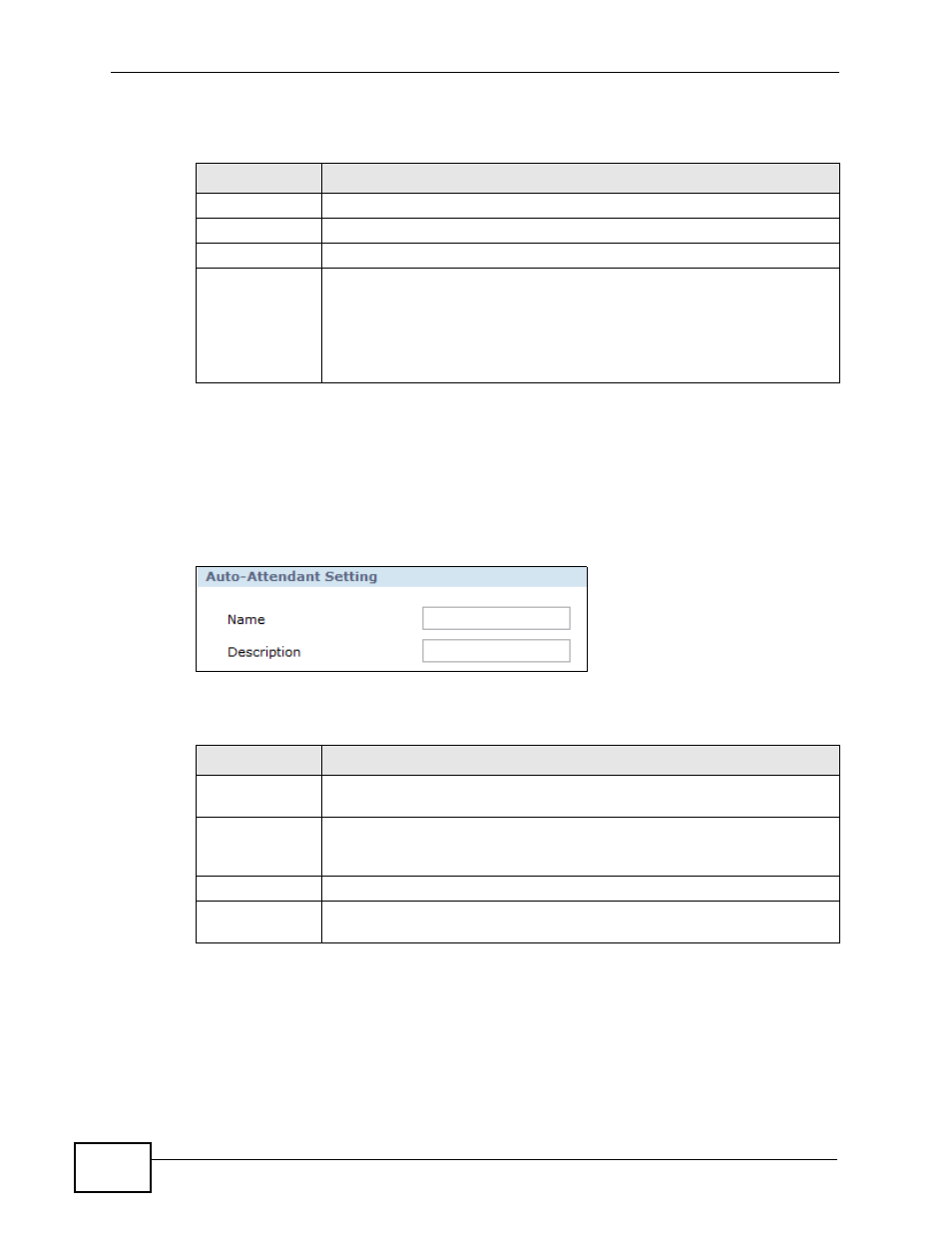 1 the add/edit auto-attendant screen, Figure 167 auto-attendant > add/edit, Table 103 auto-attendant > add/edit | ZyXEL Communications IP PBX X6004 User Manual | Page 312 / 592