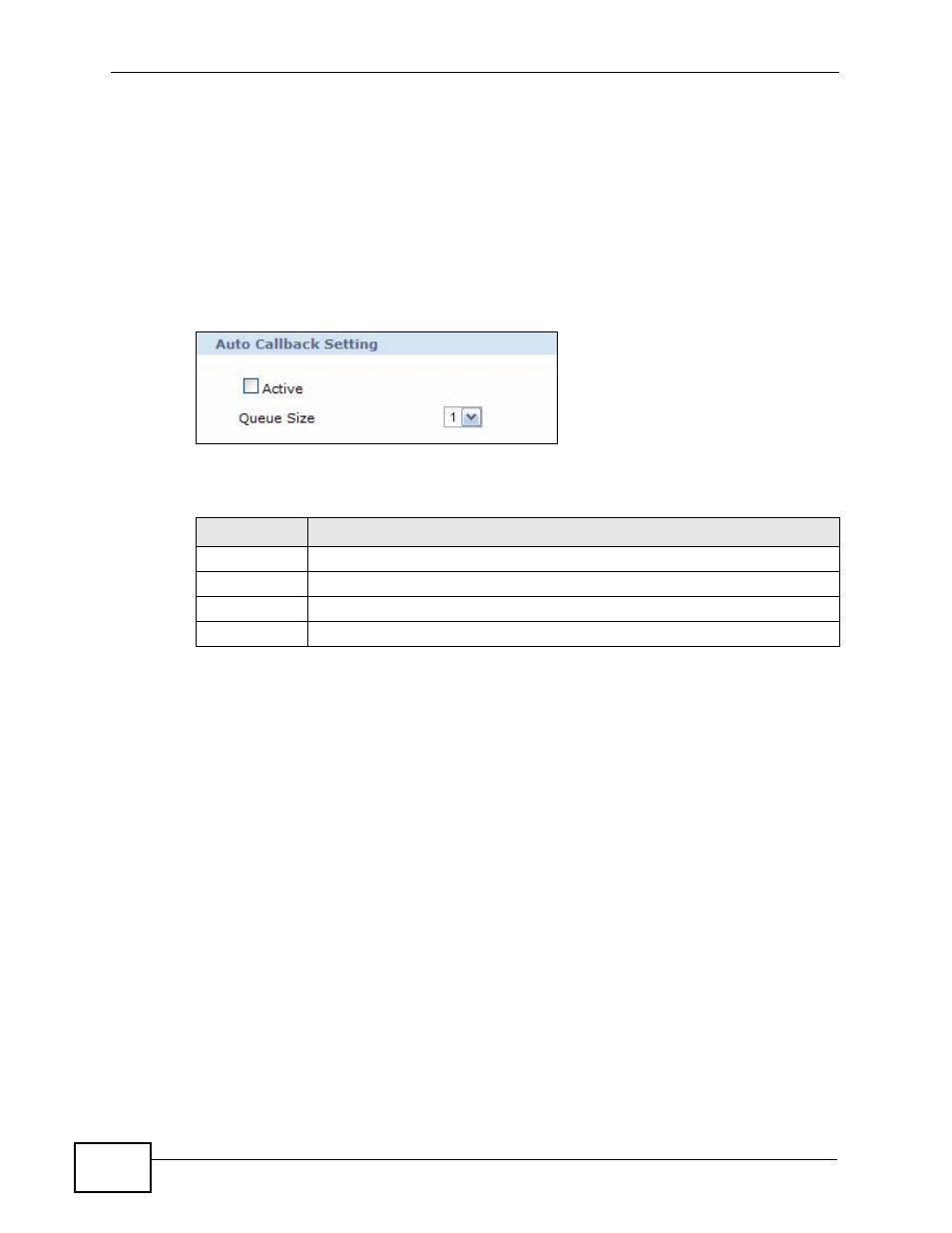 6 the auto callback screen, Figure 200 auto callback, Table 123 auto callback | Section | ZyXEL Communications IP PBX X6004 User Manual | Page 352 / 592