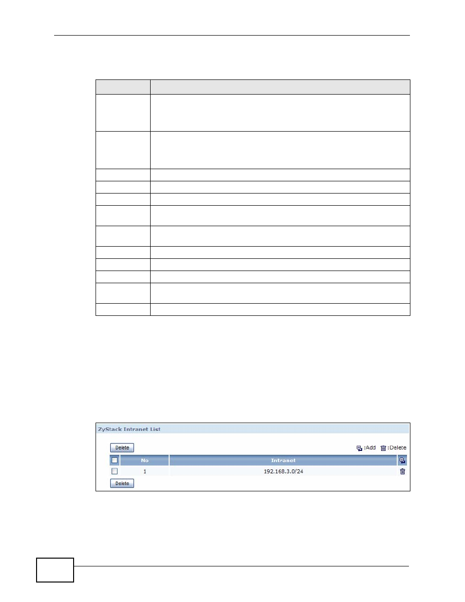 3 zystack intranet setup, Figure 215 zystack intranet, Table 132 zystack edit | ZyXEL Communications IP PBX X6004 User Manual | Page 366 / 592
