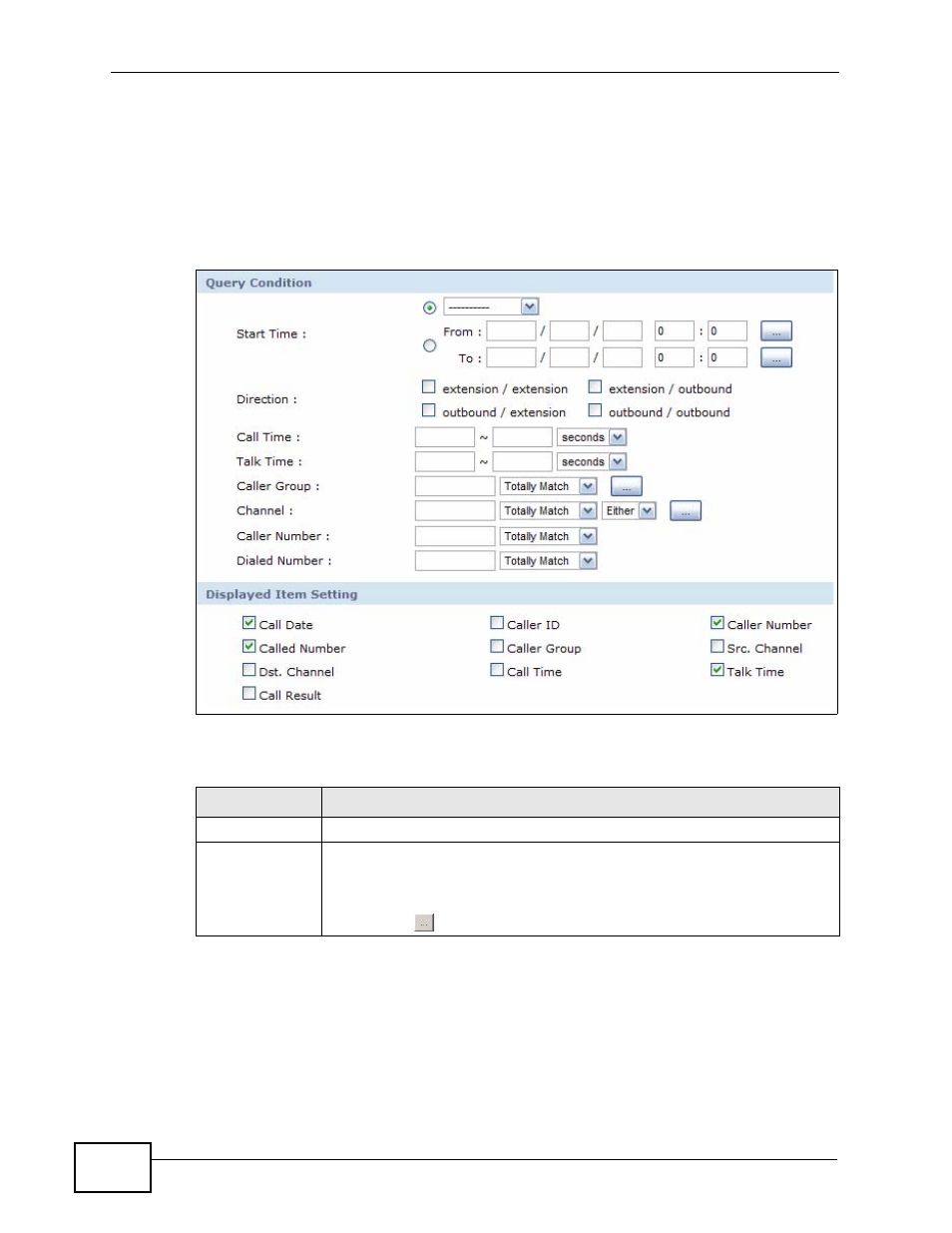 4 the query screen, Figure 244 the query screen, Table 162 query | Section 28.4 on | ZyXEL Communications IP PBX X6004 User Manual | Page 422 / 592