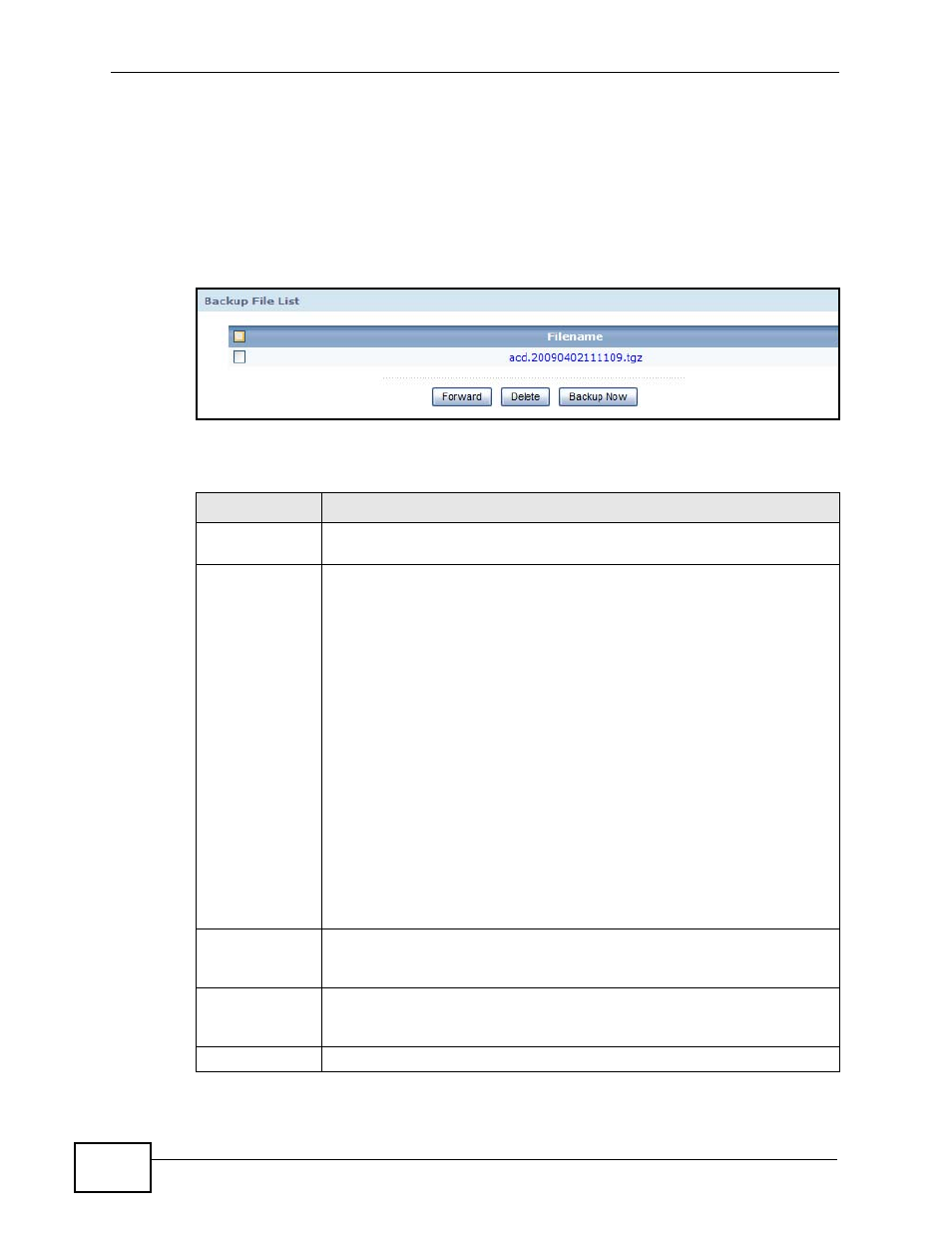 3 the backup screen, Figure 247 acd > backup, Table 165 acd > backup | ZyXEL Communications IP PBX X6004 User Manual | Page 430 / 592