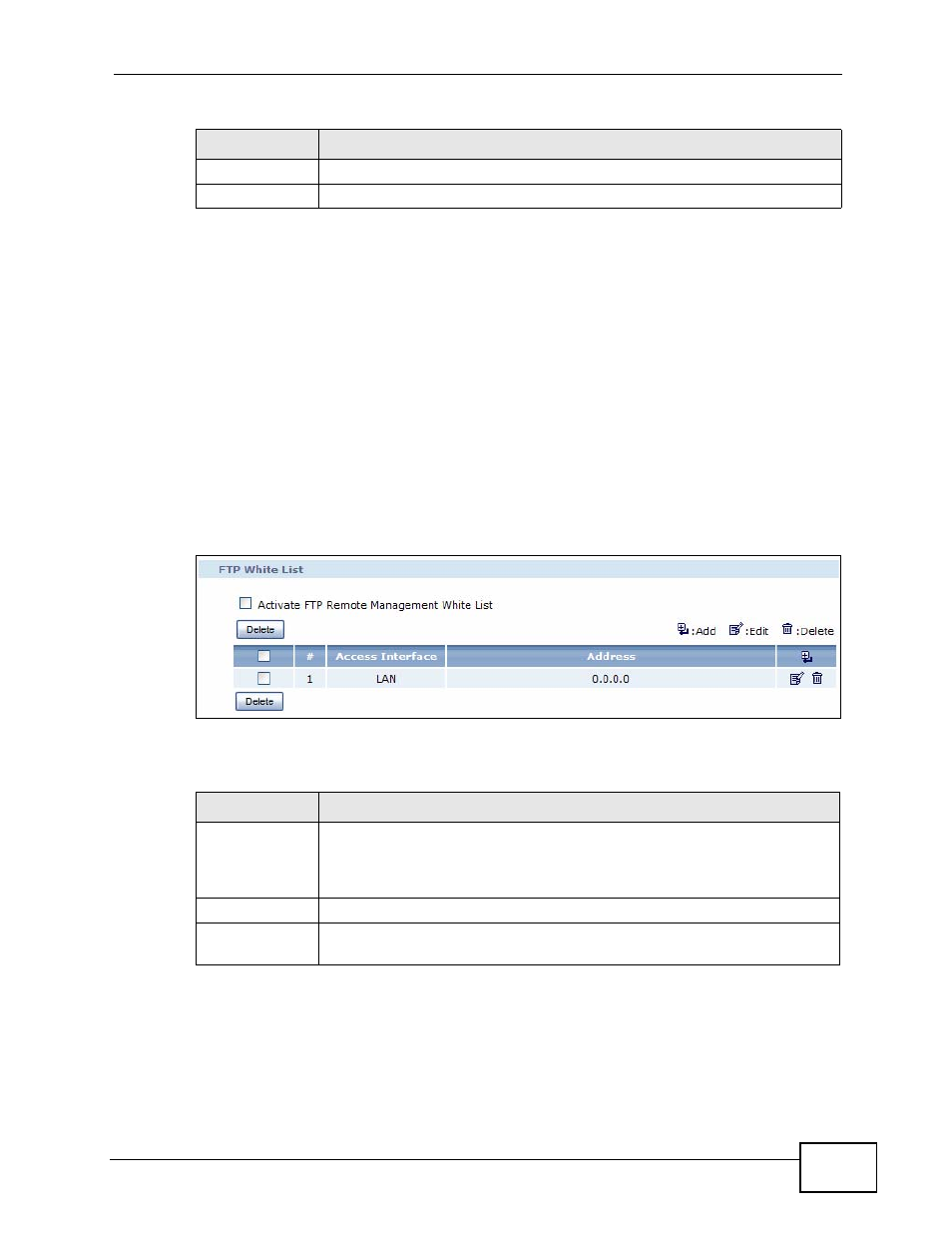 6 the ftp screen, Figure 263 remote management > ftp, Table 180 remote management > ftp | ZyXEL Communications IP PBX X6004 User Manual | Page 457 / 592