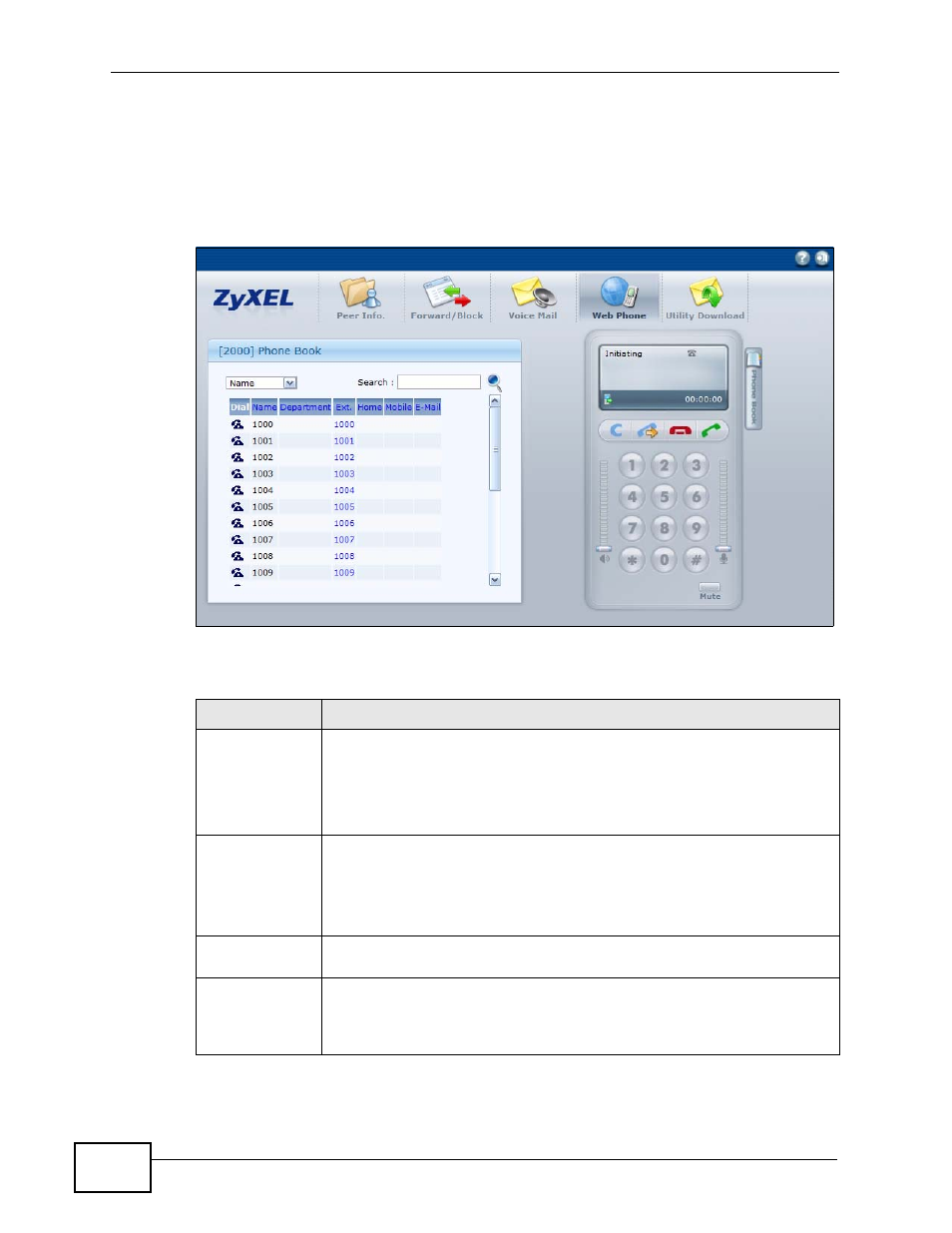 5 web phone, Figure 292 web phone, Table 199 web phone | Section | ZyXEL Communications IP PBX X6004 User Manual | Page 498 / 592