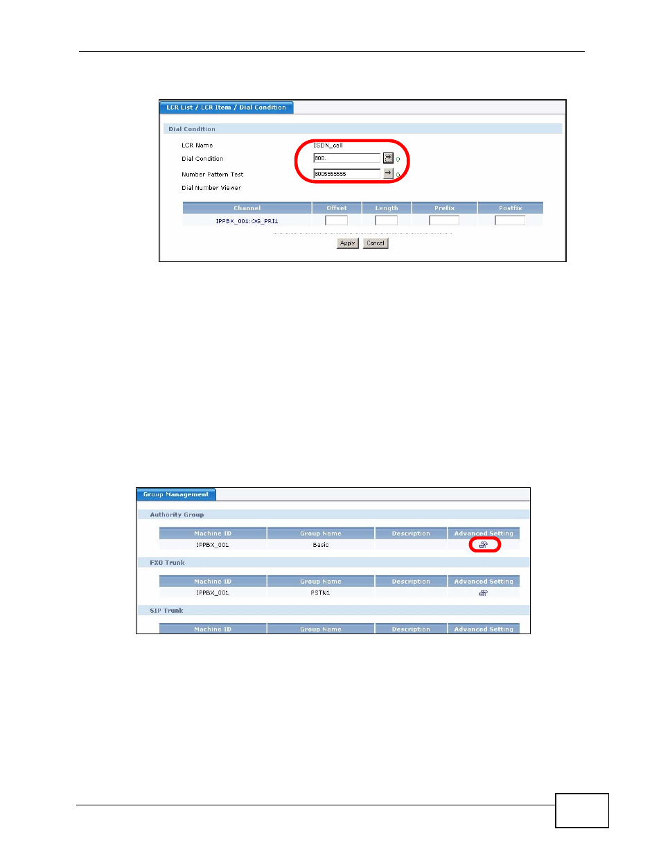 3 assigning an lcr to an authority group, Assigning an lcr to an authority, Group | ZyXEL Communications IP PBX X6004 User Manual | Page 85 / 592